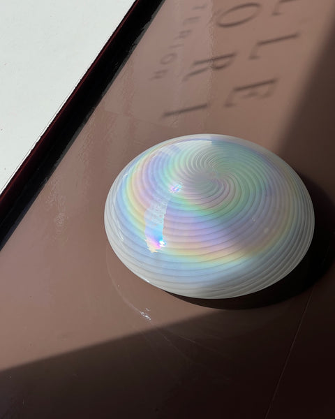 Vintage iridescent white swirl Murano ceiling/wall lamp (D38)