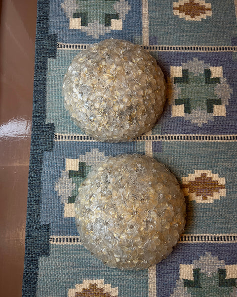 Vintage clear/golden Murano flower ceiling/wall lamp (D44)