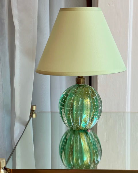 Vintage green Murano table lamp (with shade)