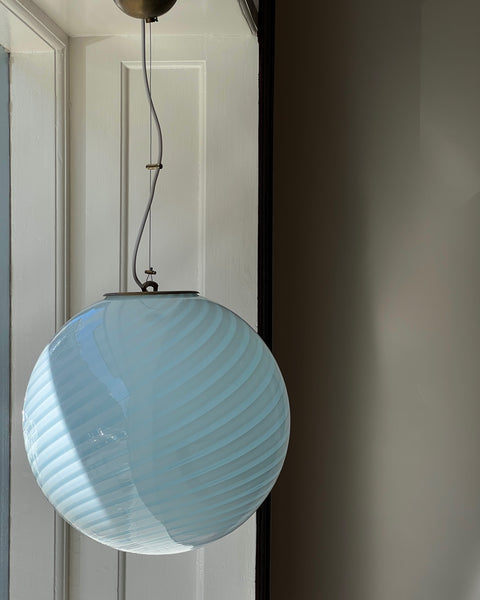 Vintage Murano light blue swirl ceiling lamp (D40)