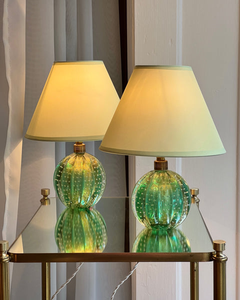 Vintage green Murano table lamp (with shade)