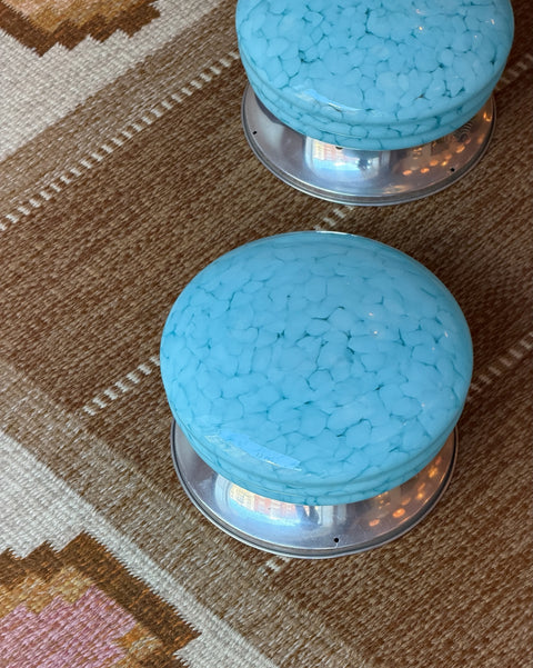 Vintage Murano blue dotted ceiling/wall lamp (D25) (2 available)