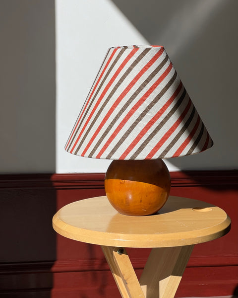 Vintage round wooden table lamp (incl. lampshade)