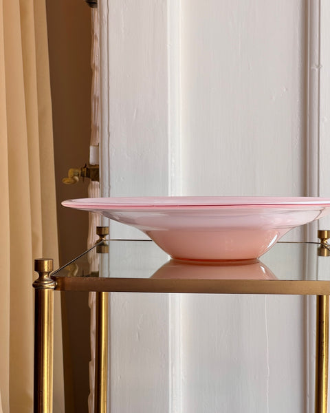 Large vintage opal pink Murano bowl