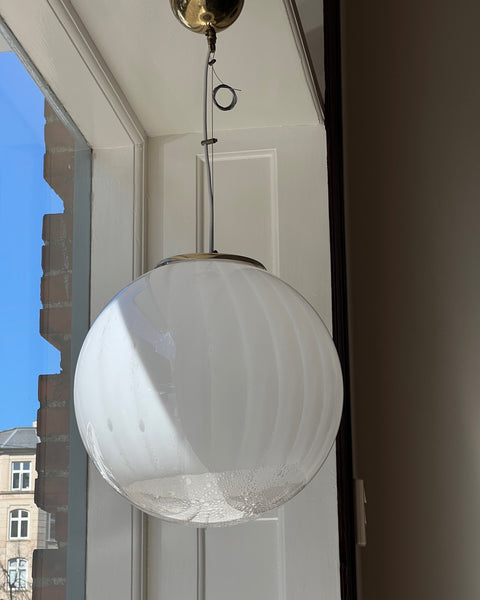 Vintage white clear Murano ceiling lamp (D40)