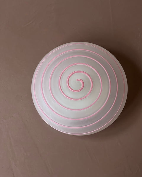 Vintage Murano pink/white swirl ceiling/wall lamp (D30)