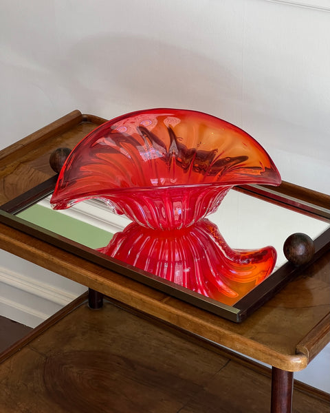 Vintage orange-red Murano shell/bowl