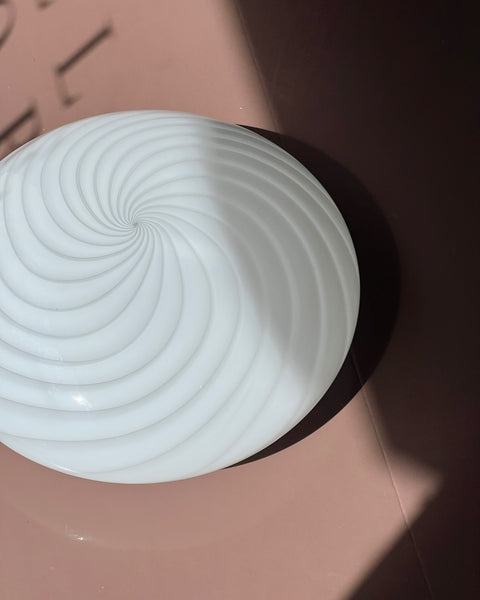 Vintage Murano white swirl ceiling/wall lamp (D45)