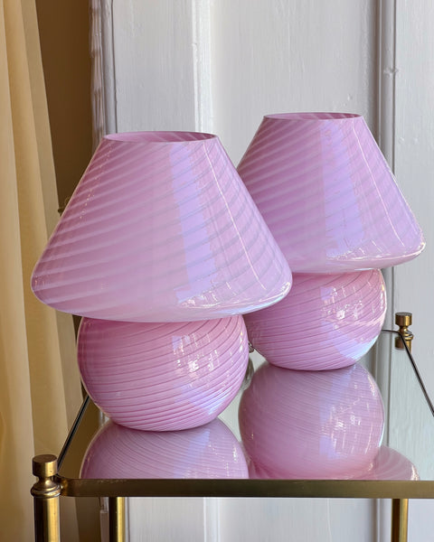 Vintage bubblegum pink Murano mushroom table lamp - Medium