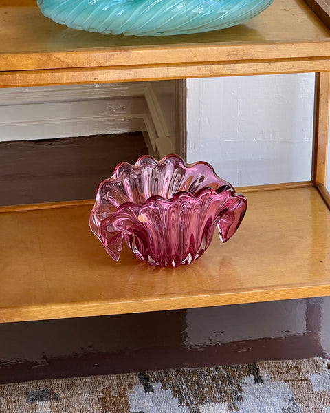 Vintage pink Murano shell bowl