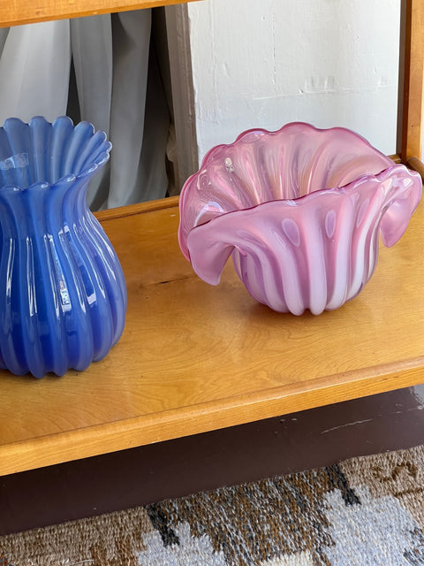 Vintage opal pink Murano shell bowl RESERVED