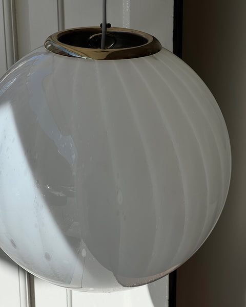 Vintage white clear Murano ceiling lamp (D40)