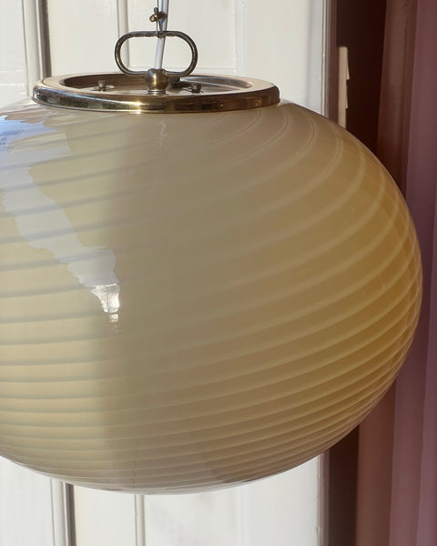 Vintage oval yellow swirl Murano ceiling lamp (D45)