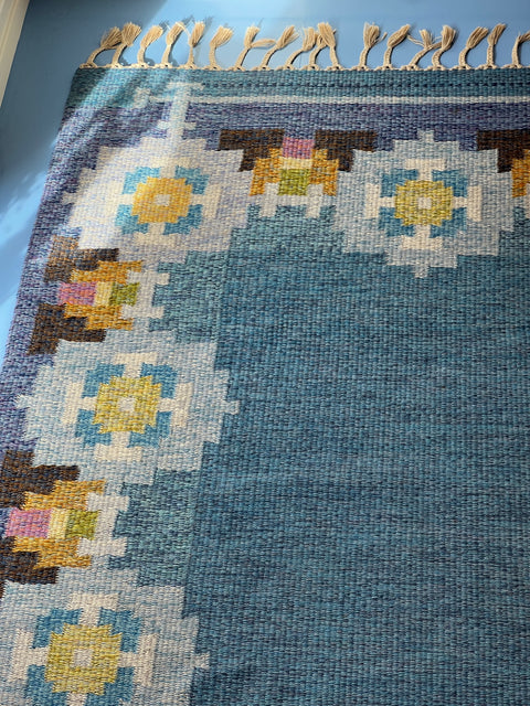 Vintage flat weave rug by Ingegerd Silow (IS)