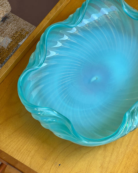 Large vintage blue Murano dish