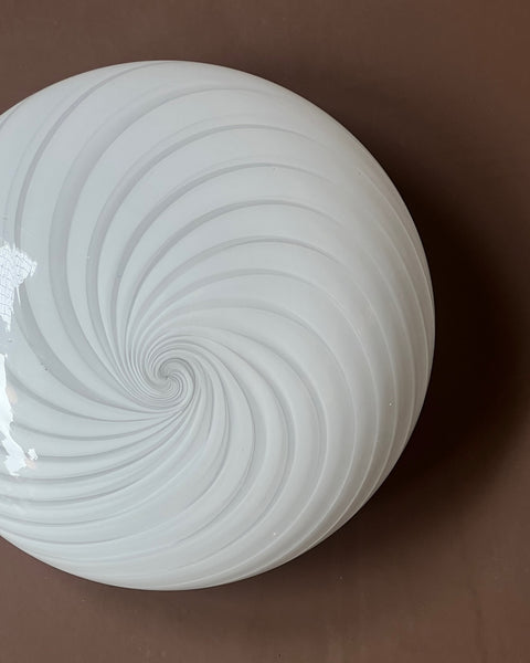 Vintage Murano white swirl ceiling/wall lamp (D30)