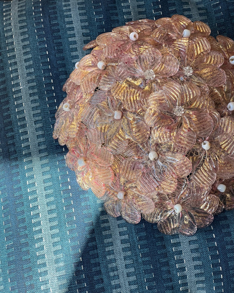 Vintage pink/golden Murano flower ceiling/wall lamp (D24)