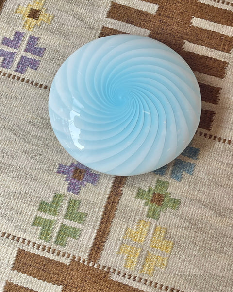 Vintage Murano light blue swirl ceiling/wall lamp (D35)