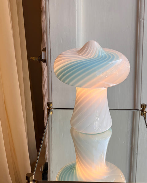 Vintage blue/white Murano mushroom table lamp