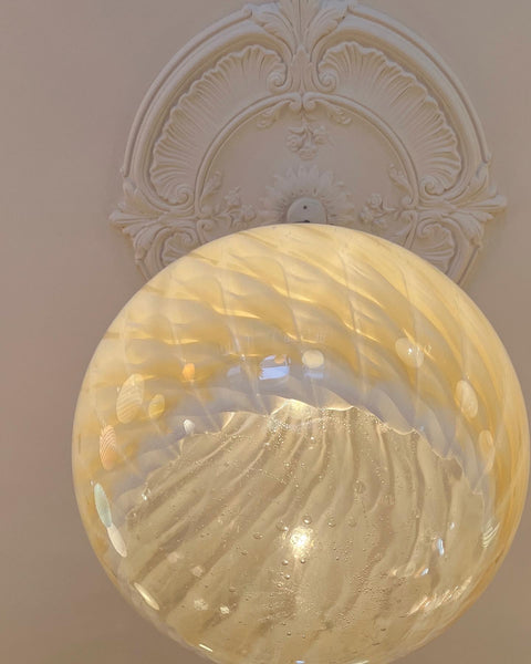 Large vintage golden clear Murano ceiling lamp (D50)