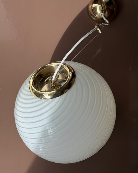 Vintage white swirl Murano ceiling lamp (D30)