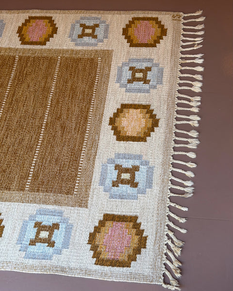 Vintage flat weave rug by Ingegerd Silow (IS)