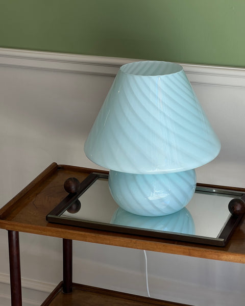 Vintage light blue Murano mushroom table lamp - Large