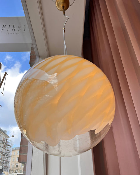 Large vintage golden clear Murano ceiling lamp (D45)