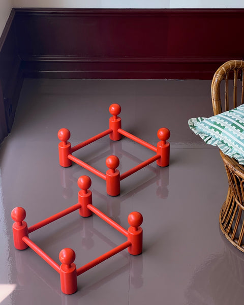 Vintage red wooden coat rack (2 available)