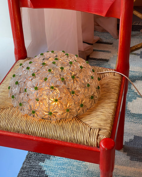 Vintage green/clear/golden Murano flower ceiling/wall lamp (D30)