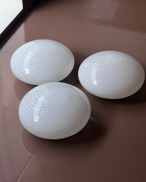 Vintage Murano white swirl ceiling/wall lamp (D36) (2 available)