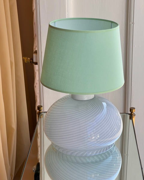 Vintage white/grey swirl Murano table lamp (with shade)