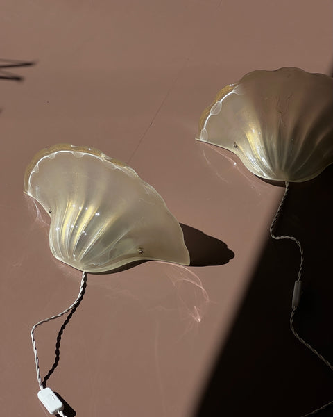 Vintage golden Murano shell wall lamps (2 available)