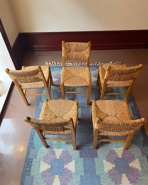 Vintage wicker and wood chair, Sweden, 1950s (5 available)