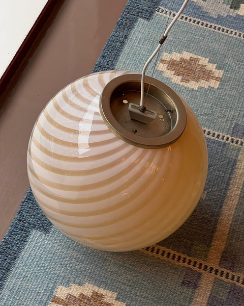 Vintage yellow swirl Murano ceiling lamp (D40)