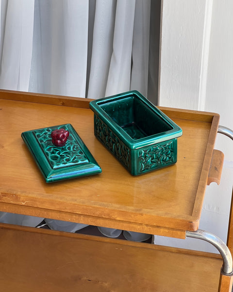 Vintage green ceramic bonbonniere