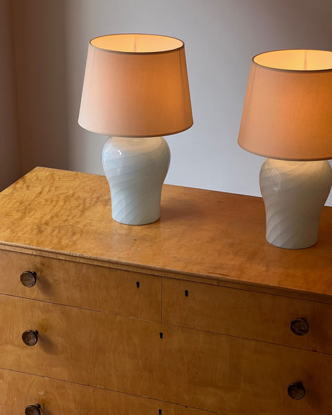 Vintage light blue swirl Murano table lamp (1 available) (Medium)