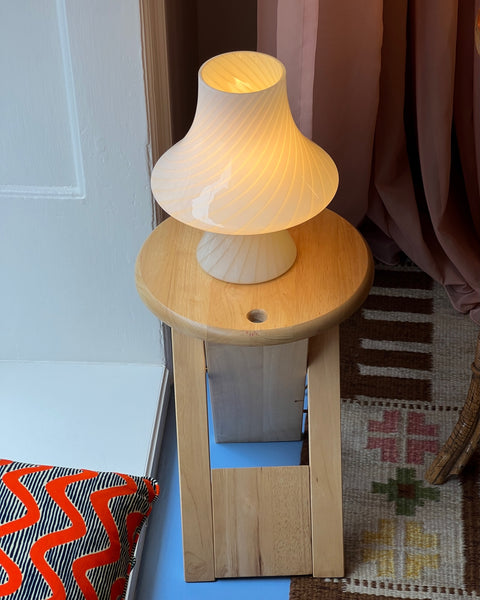 Vintage light yellow Murano mushroom table lamp