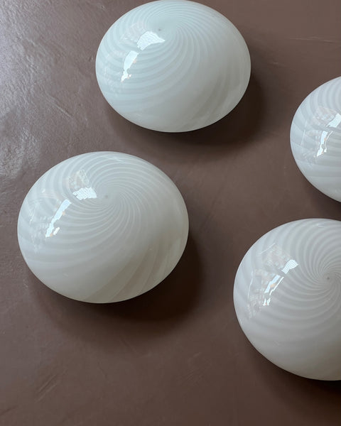 Vintage Murano white swirl ceiling/wall lamp (D30) (2 available)