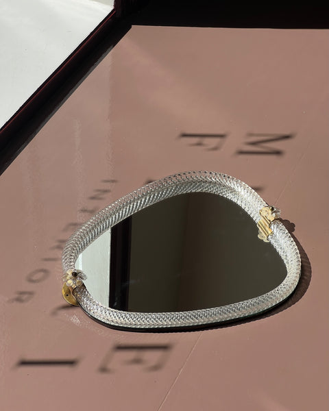 Vintage Italian mirror with clear glass frame and flowers