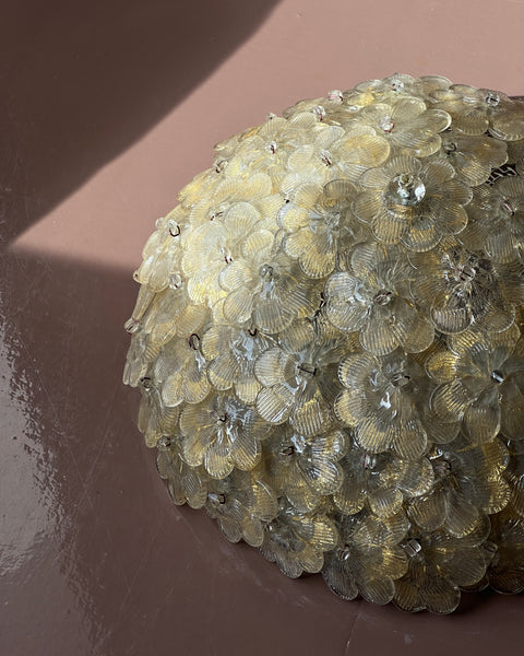 Vintage clear/golden Murano flower ceiling/wall lamp (D35)