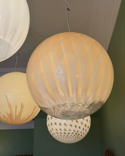 Large vintage golden clear Murano ceiling lamp (D50)