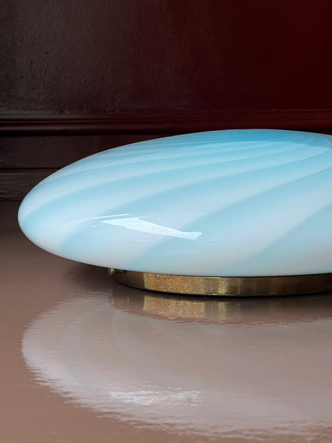 Vintage Murano light blue swirl ceiling/wall lamp (D35)
