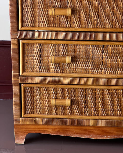 Vintage rattan chest of drawers