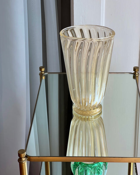 Vintage golden / clear swirl Murano vase