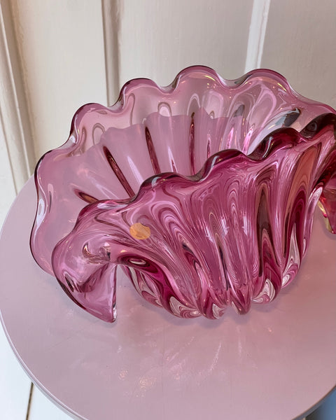 Vintage pink Murano shell bowl