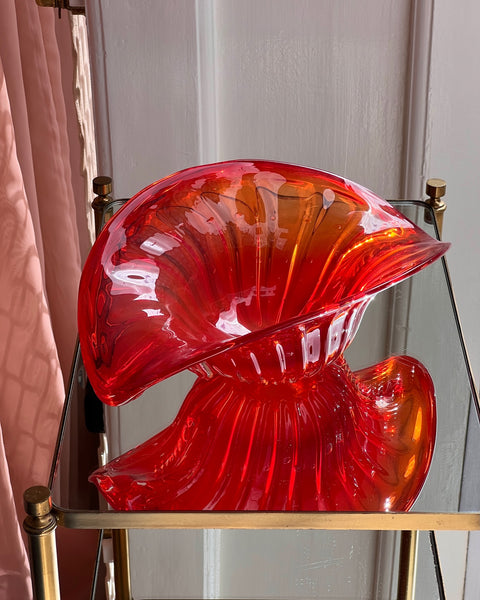 Vintage orange-red Murano shell/bowl