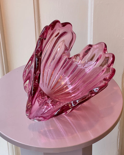 Vintage pink Murano shell bowl
