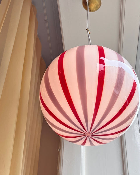 Ceiling lamp - Pink lavender / red vertical stripes (D40)