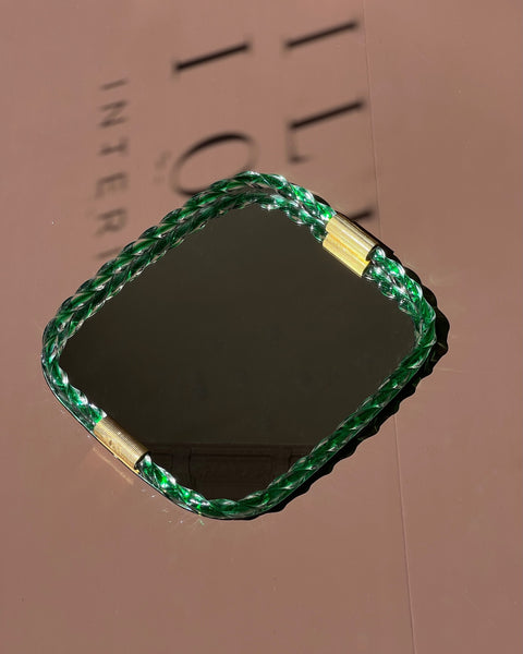 Vintage Italian mirror with twisted clear/green glass frame